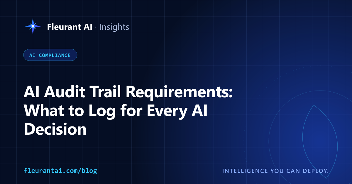 Cover image for an article explaining AI audit trail requirements and what to log for every LLM call and AI agent decision