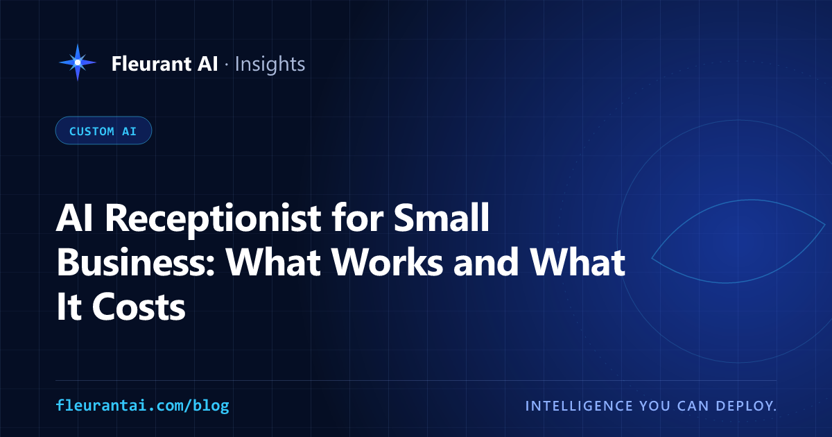 Cover image for an article about AI receptionists for small business, covering caller experience, monthly costs and call flow design