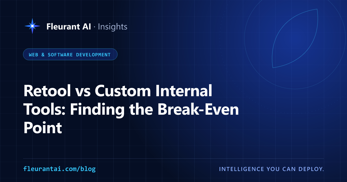 Cover image for an article comparing the three-year cost of Retool with a custom-built internal tool, including a break-even chart
