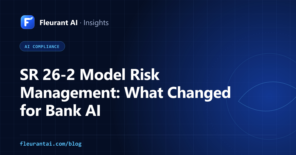 Cover image for an article about the SR 26-2 revised model risk management guidance and what it means for banks using AI